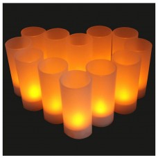 12X Flameless Rechargeable LED Tea Light Flickering Amber Tealights Candles K4T5 191466646472  112555916891